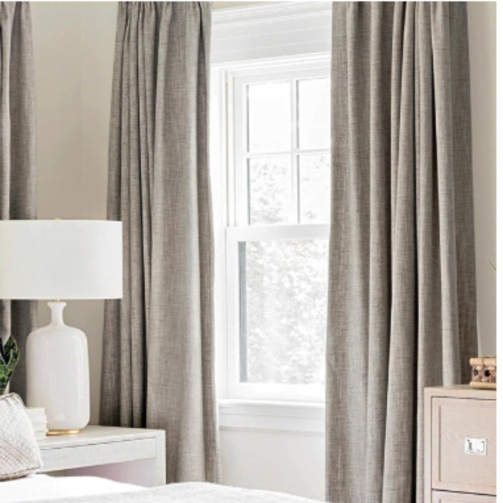 Miulee Blackout Curtains Gray Tan Faux Linen 51 x 84 Curtain Panel Pair NEW